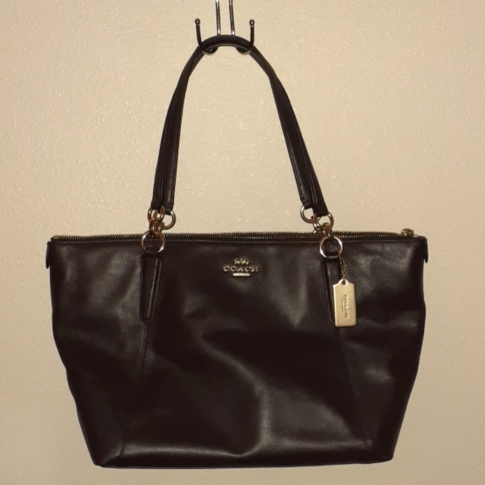 Chocolate brown coach shoulder purse